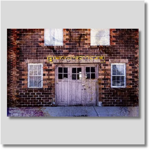 Blacksmith industrial canvas wall art featuring a vintage workshop scene with metalworking equipment, rustic textures and warm brown tones