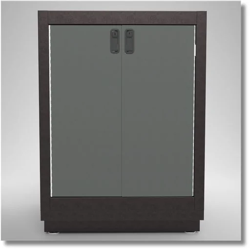 South Forty Specialties heavy-duty steel garage base cabinet featuring double doors for enclosed tool and equipment storage