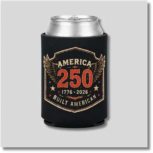 America 250 patriotic custom graphic koozie