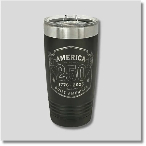 America 250 patriotic custom laser etched insulated tumbler