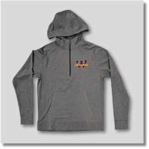 Watertown Arrows dark gray half-zip hooded sweatshirt with a front zipper and school spirit design