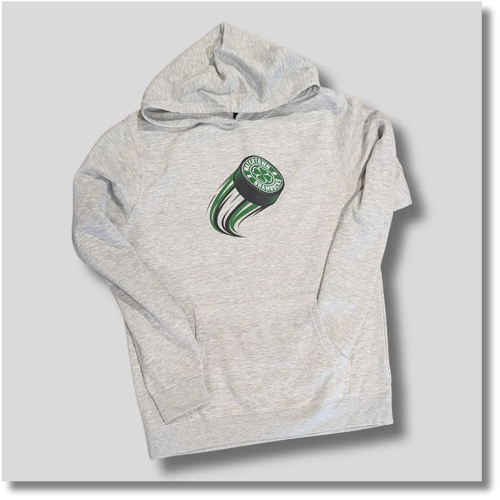 Shamrocks Hockey Flying Puck Graphic Youth Hoodie