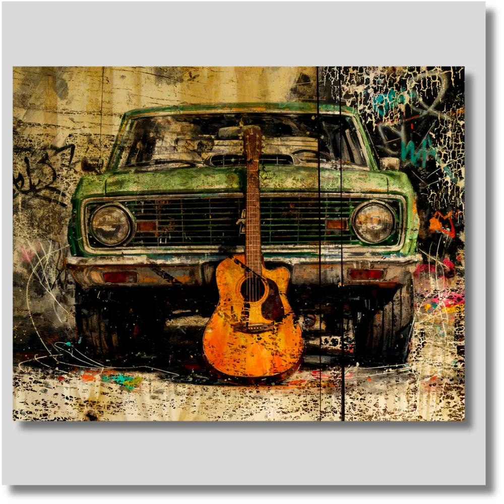 Back Roads Bronco wrapped canvas wall art featuring a classic orange Ford Bronco in a scenic wooded setting