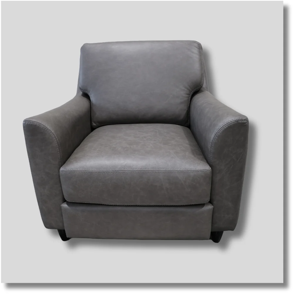 Dakota dark gray leather accent chair featuring padded armrests, supportive back cushion and modern styling